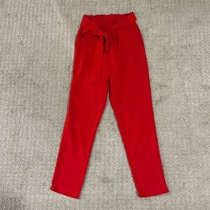 Paperbag cropped belted pants